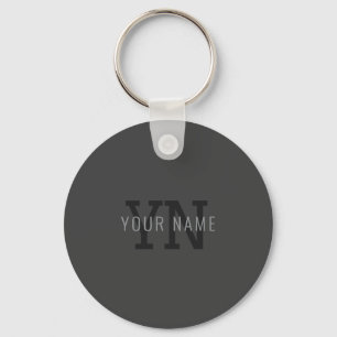 Modern Mörk Grått Monogrammed Namn (eller annan te Nyckelring