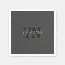 Modern Mörk Grått Monogrammed Namn (eller annan te Pappersservett