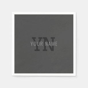 Modern Mörk Grått Monogrammed Namn (eller annan te Pappersservett