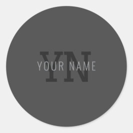Modern Mörk Grått Monogrammed Namn (eller annan te Runt Klistermärke