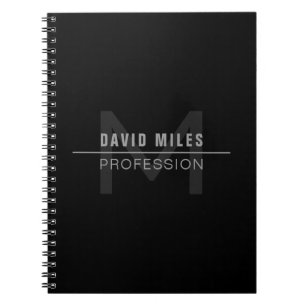Modern Mörk Grått Professionell Namn Anteckningsbok