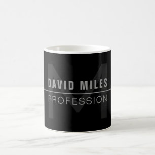Modern Mörk Grått Professionell Namn Kaffemugg