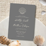 Modern Mörk Grått Snäcka Beach Destinationsbröllop Inbjudningar<br><div class="desc">Modern Mörk Grått Snäcka Beach Ocean Destination Wedding Card. Fira din speciella dag med den här eleganten och ett vackert bröllopskort för att passa ditt speciella tillfälle. Alla texterna är i förväg ordnade så att du enkelt och snabbt kan anpassa dig med dina egna detaljer. Om du behöver anpassa eller...</div>
