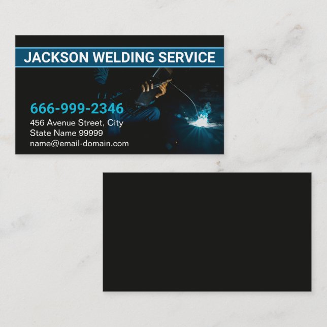 Modern Mörk Grått Steel Welding Fabricator Welder Visitkort (Fram/baksida)