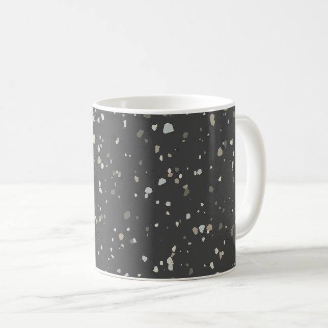 Modern Mörk Grått Terrazzo Kaffemugg (Framsida höger)