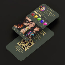 Modern Mörk grönt instagram för fotoskrivare, Mono Visitkort