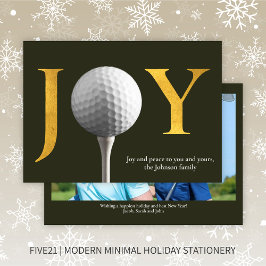 Modern Mörk grönt julfoto av Golf Joy & Peace Julkort