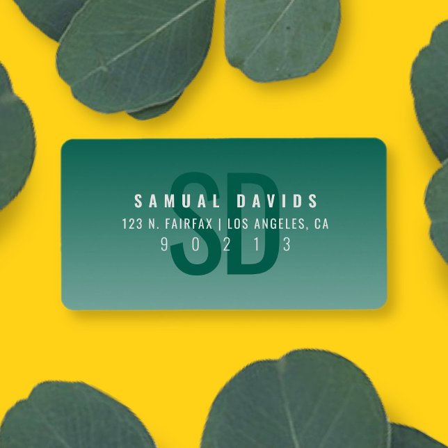 Modern Mörk grönt ombre-Returadress Adressetikett (Skapare uppladdad)