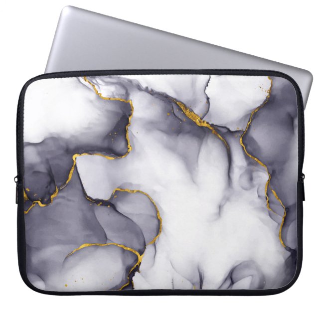 Modern Mörk-Guld Marble Background Laptop sleeve (Framsidan)