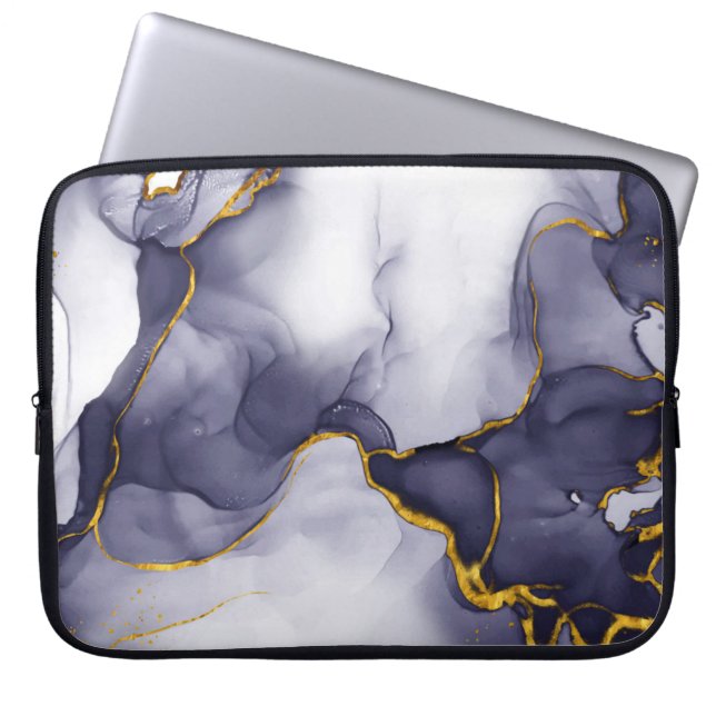 Modern Mörk-Guld Marble Background Laptop sleeve (Framsidan)