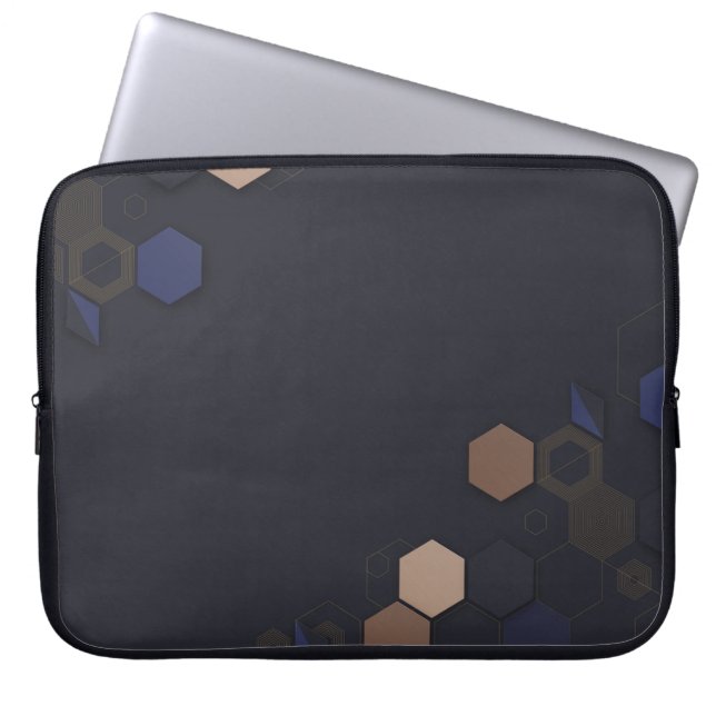 Modern Mörk Hexagonal Mönster Laptop sleeve (Framsidan)