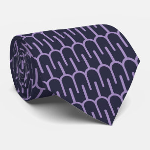 Modern Mörk Lila Geometrisk Design Halsduk Slips