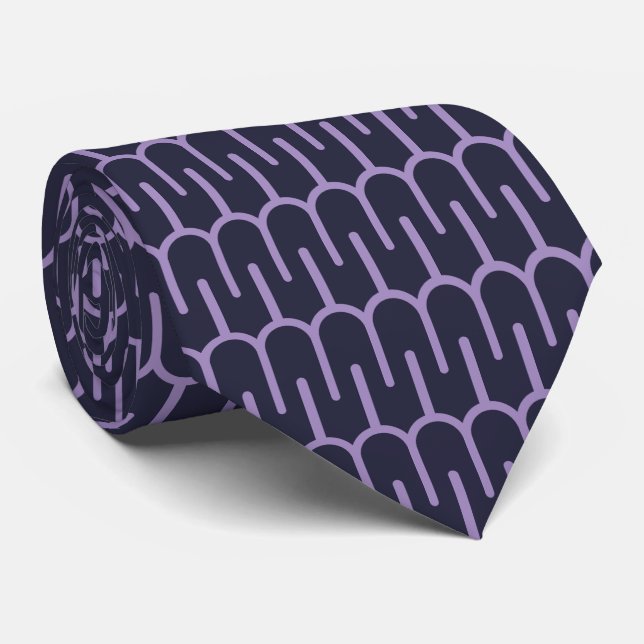Modern Mörk Lila Geometrisk Design Halsduk Slips (Rullad)