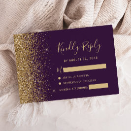 Modern mörk lila guld falsk glitterkant OSA kort