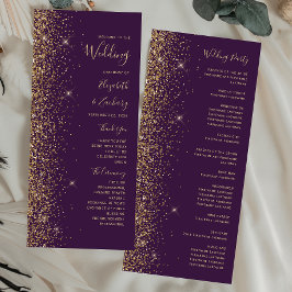 Modern mörk lila guld glitter bröllop