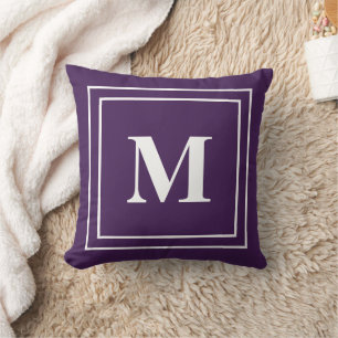 Modern Mörk Lila Monogram Dekorativ kudde