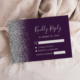 Modern mörk lila silver falskt glitterkant OSA kort