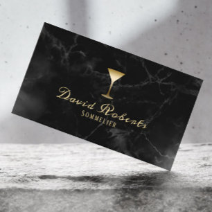 Modern mörk marmor för vinBartenderSommelier Visitkort