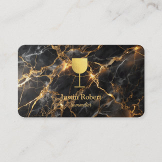 Modern Mörk Marmor Vin Bartender Sommelier Visitkort