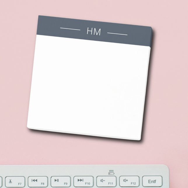 Modern Mörk Navy Blue Monogram Initialer Post-it Block (Skapare uppladdad)