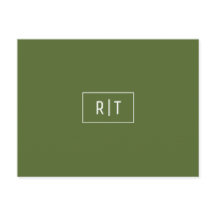 Modern Mörk Oliv grönt Monogram