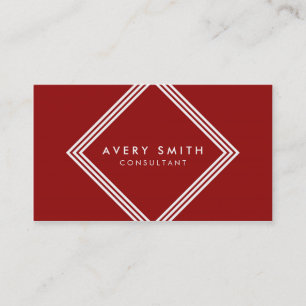 Modern Mörk Red and White Gräns Geometric Visitkort