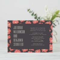 Modern Mörk Red Blommigt Retro Typography Bröllop