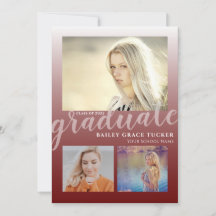 Modern Mörk Red Ombre Student 3-fotot Studenten