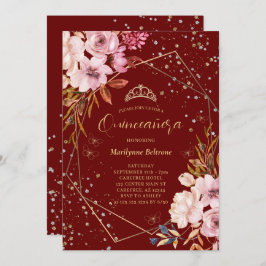 Modern Mörk Red Quinceañera-inbjudan Inbjudningar