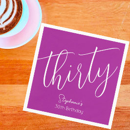 Modern Mörk Rosa 30års födelsedag i skript Pappersservett