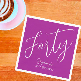 Modern Mörk Rosa 40:e födelsedagen Party Pappersservett