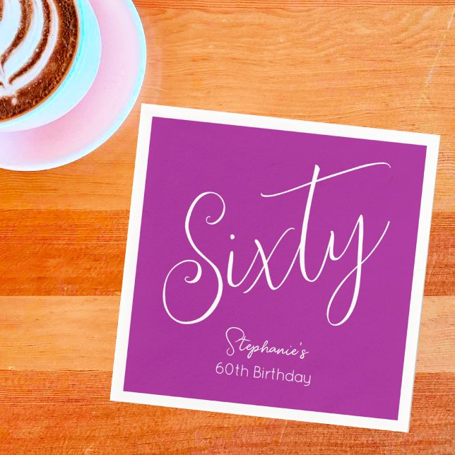 Modern Mörk Rosa 60:e födelsedagen Pappersservett (Skapare uppladdad)