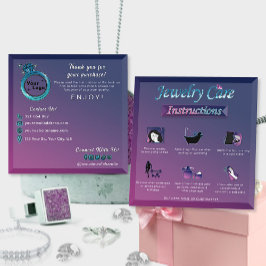 Modern Mörk Rosa Blue Gradient Jewelry Care Guide Tilläggskort