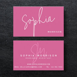 Modern Mörk Rosa Monogram-Professionell Visitkort