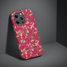 Modern Mörk Rosa Red Poinsettia Folk Namn Mönster