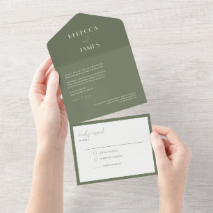 Modern Mörk Sage Grönt Seal Send Bröllop