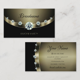 Modern Mörk Silver Black med Luminös Rhinestones Visitkort