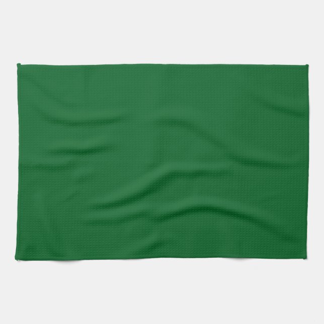 Modern mörk skogsgrön enfärgad  kökshandduk (Horisontell)
