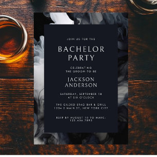 Modern Mörk Smoky Grått Elegant Bachelor Party Inbjudningar