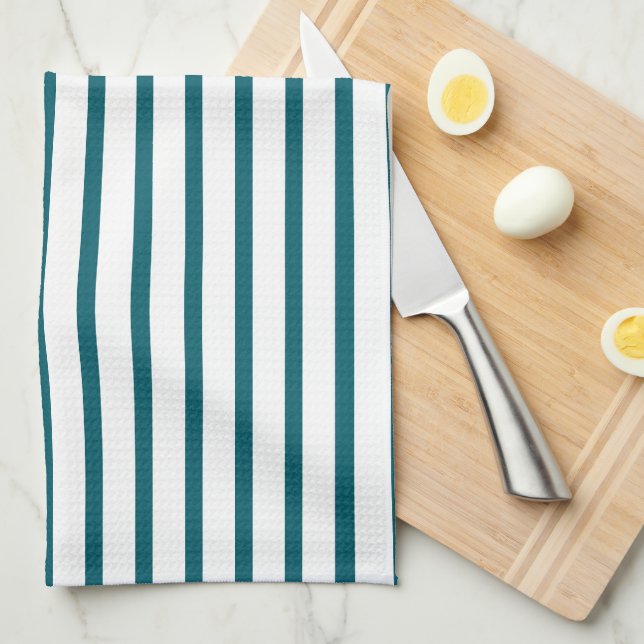 Modern Mörk Teal Rand Kitchen Towel Kökshandduk (Vikt i Fjärdedel)