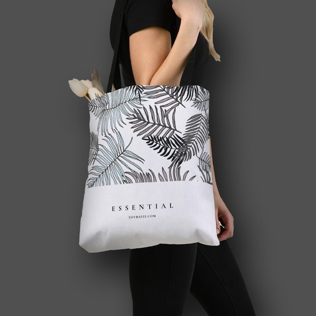 Modern Mörk - Tropical Minimalist Tygkasse (Modern Summer Dark Tropical Minimalist Tote Bag
)