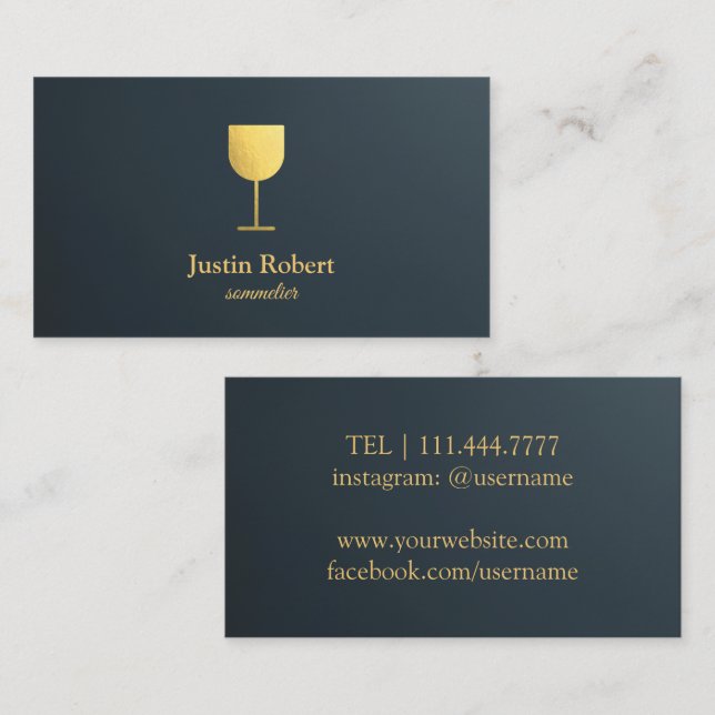 Modern Mörk Vin Bartender Sommelier Visitkort (Fram/baksida)