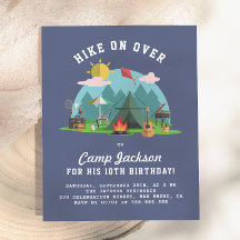 Modern mörkblå camping födelsedagsfest
