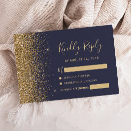 Modern mörkblå guld falskt glitterkant OSA kort