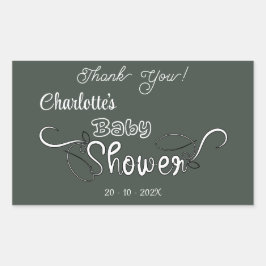 Modern mörkgrön babyshower rektangulärt klistermärke