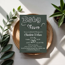 Modern Mörkgrön Babyshower Vertikal
