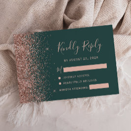 Modern mörkgrön roséguld falsk glitterkant OSA kort