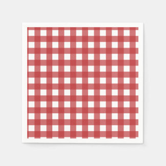Modern mörkröd och ljus vit gingham-mönster pappersservett