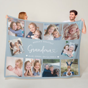 Modern Mormor 10 Foto Collage Söt Hjärtan Fleecefilt