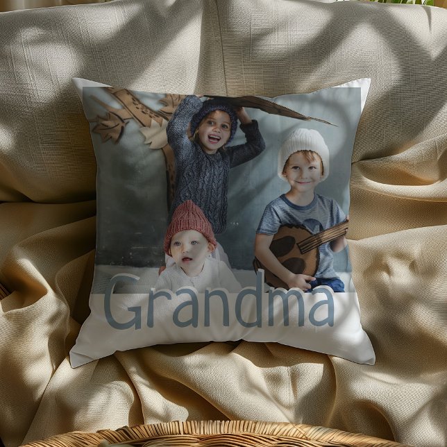 Modern Mormor Foto & Citat | Anpassad Färg Kudde (Skapare uppladdad)